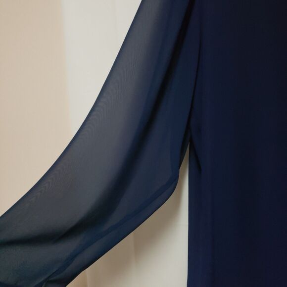 VTG Women's S.L.Fashions Two Piece Navy Flowy Maxi Formal Dress Set Sz 18W, NWOT - Picture 10 of 15